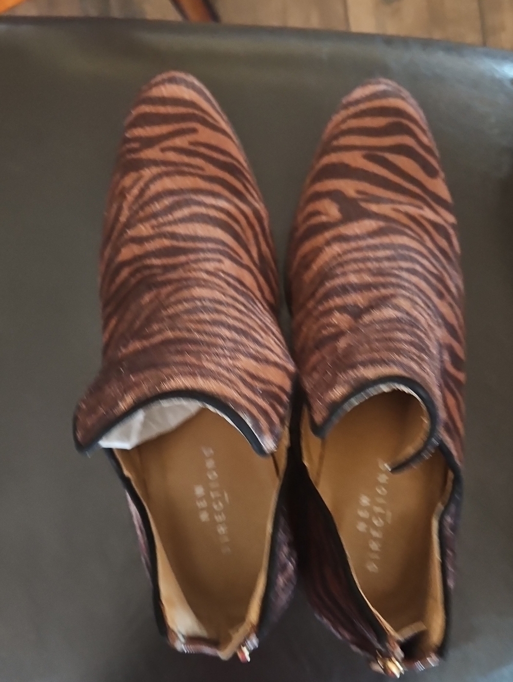 New Directions Brown Zebra-Print Slip-On Booties